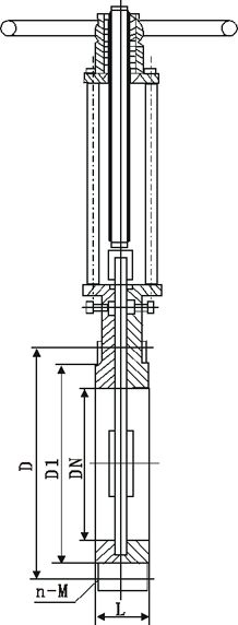 Z73X型手动浆液阀、铸铁刀闸阀外形结构尺寸图