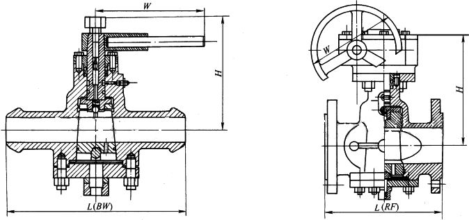 ZDAX47型美标压力平衡式倒装油密封旋塞阀外形尺寸图